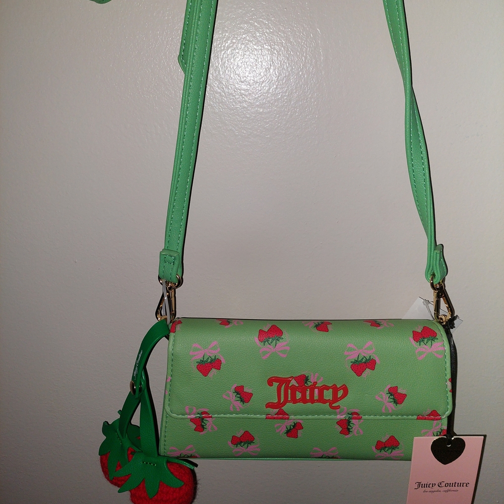 Juicy Couture Green Strawberry Wallet Crossbody